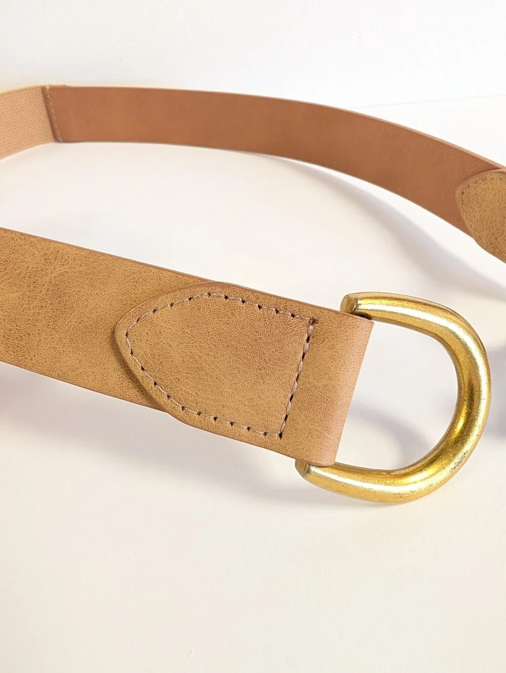 Kohl's Tan Leather Belt with Brass D-Ring Hardware S/M